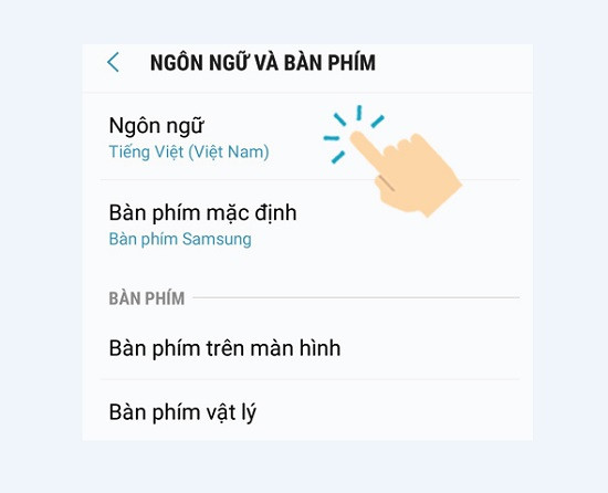 Bấm chọn vào Ngôn ngữ