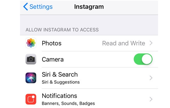 Nhớ cấp quyền truy cập cho ứng dụng instagram nhé!