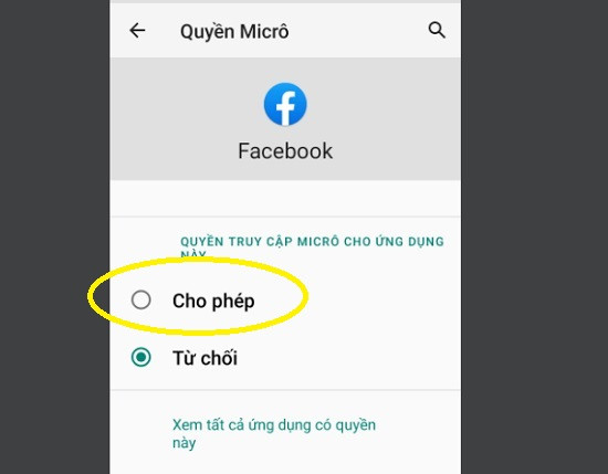 Cấp quyền cho ứng dụng Facebook trên Android Cấp quyền cho ứng dụng Facebook trên Android