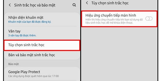 Tắt hiệu ứng chuyển tiếp màn hình Tắt hiệu ứng chuyển tiếp màn hình
