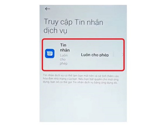 Bật truy cập tin nhắn dịch vụ trên Xiaomi Bật truy cập tin nhắn dịch vụ trên Xiaomi