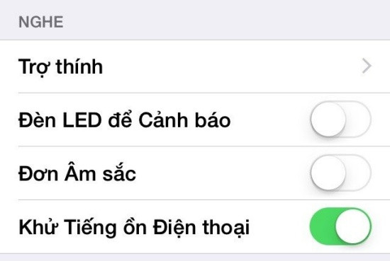 Bật khử tiếng ổn điện thoại Bật khử tiếng ổn điện thoại