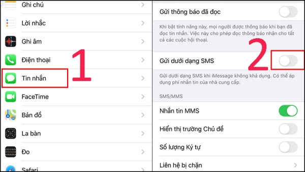 Bật SMS và MMS trong cài đặt tin nhắn Bật SMS và MMS trong cài đặt tin nhắn