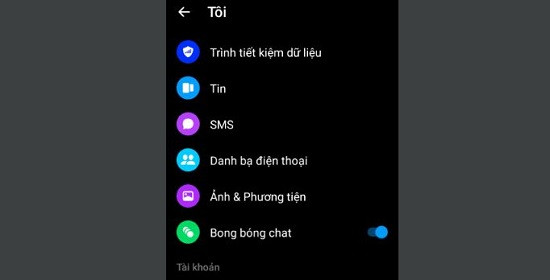 Bong bóng chat messenger trên Samsung