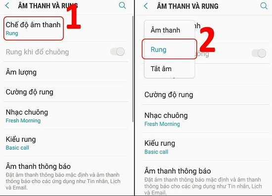 Chọn vào chế độ Rung trên Samsung Chọn vào chế độ Rung trên Samsung