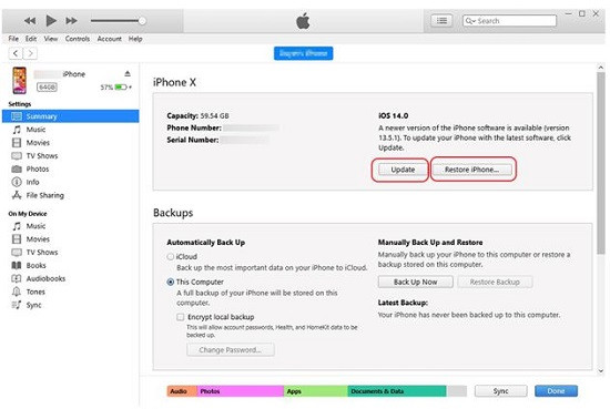 Hạ cấp iPhone bằng itunes Hạ cấp iPhone bằng itunes
