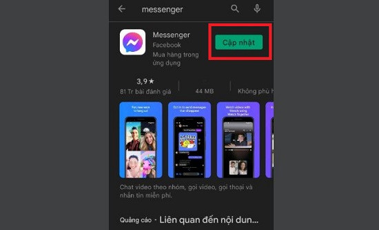 Cập nhật ứng dụng messenger