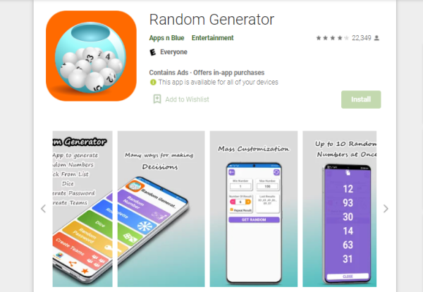 Ứng dụng Random Generator