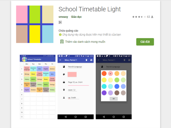 Ứng dụng School Timetable Light