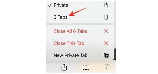 Mở tab không ở chế độ riêng tư trên Safari