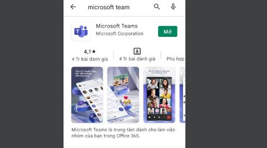 Ứng dụng Microsoft Teams trên điện thoại