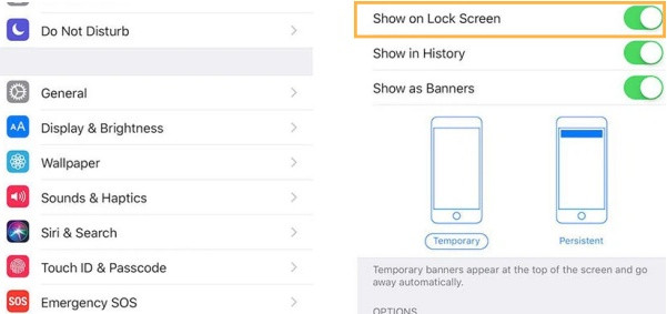 Bật hiển thị thông báo trên màn hình khóa iPhone