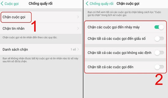 Chặn cuộc gọi trên Oppo