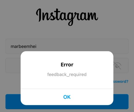 Instagram bị lỗi feedback required