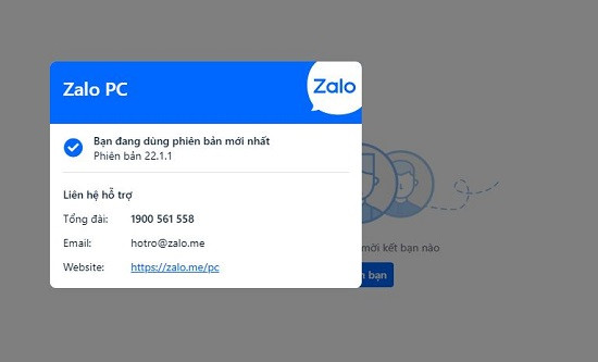 Kiểm tra phiên bản Zalo trên máy tính