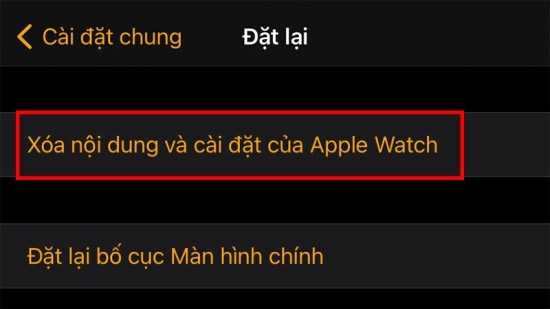 Reset Apple Watch trên iPhone