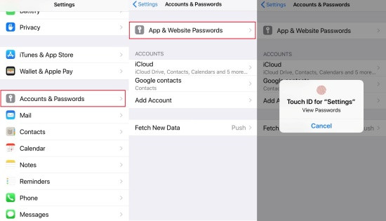 Cách xem lại mật khẩu Gmail trên iPhone qua mục Cài đặt