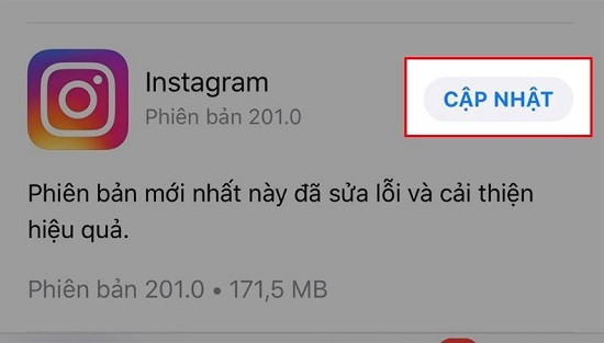 Cập nhật ứng dụng Instagram và Facebook Cập nhật ứng dụng Instagram và Facebook