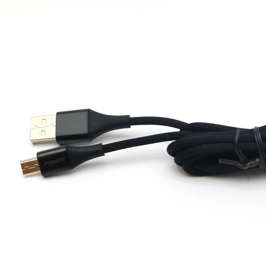 Cáp Pisen Micro USB 2.4A braided 1200m Anti-break chính hãng