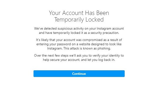 Instagram tạm thời khóa tài khoản của bạn