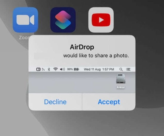Macbook không nhận AirDrop iPhone
