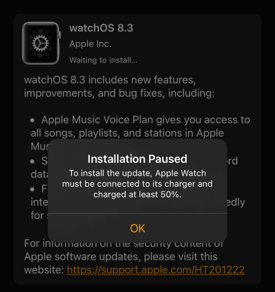 Nguyên nhân Apple Watch không thể cập nhật phần mềm