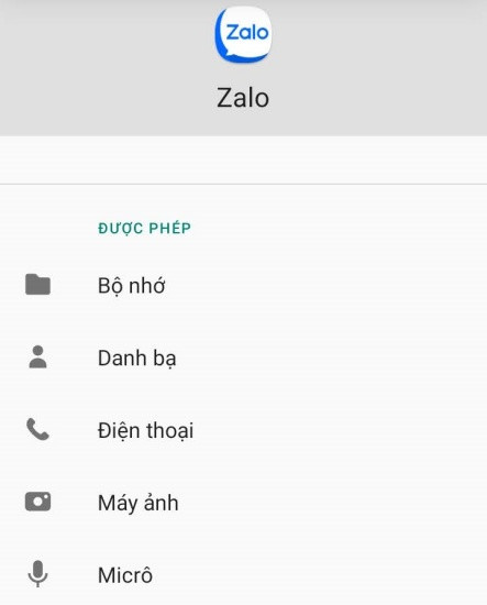 Kiểm tra quyền của Zalo Kiểm tra quyền của Zalo