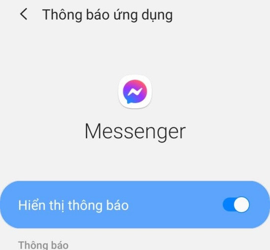 Bật hiển thị thông báo Messenger