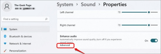 Vô hiệu hóa Enhance audio