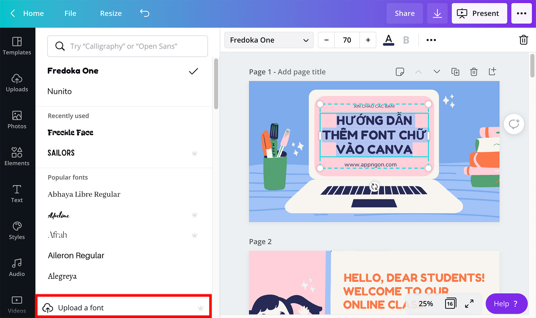 Thêm font chữ vào Canva: Tạo ra những thiết kế đẹp mắt trên Canva không còn là khó nữa. Với công cụ mới, chỉ cần vài cú click chuột, bạn có thể thêm vào Canva hàng trăm font chữ đặc sắc và mang tính ứng dụng cao. Click vào hình ảnh để khám phá thêm những tính năng thú vị khác của công cụ này.