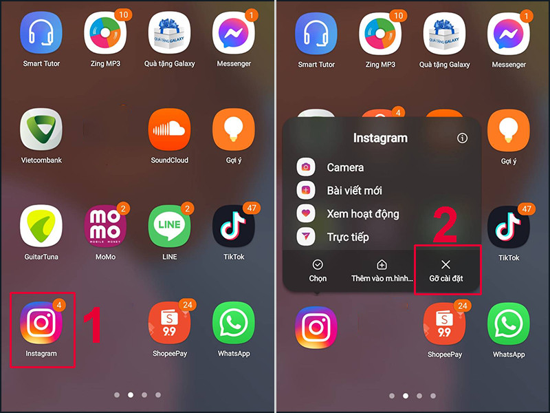 Gỡ ứng dụng Instagram và cài đặt lại Gỡ ứng dụng Instagram và cài đặt lại