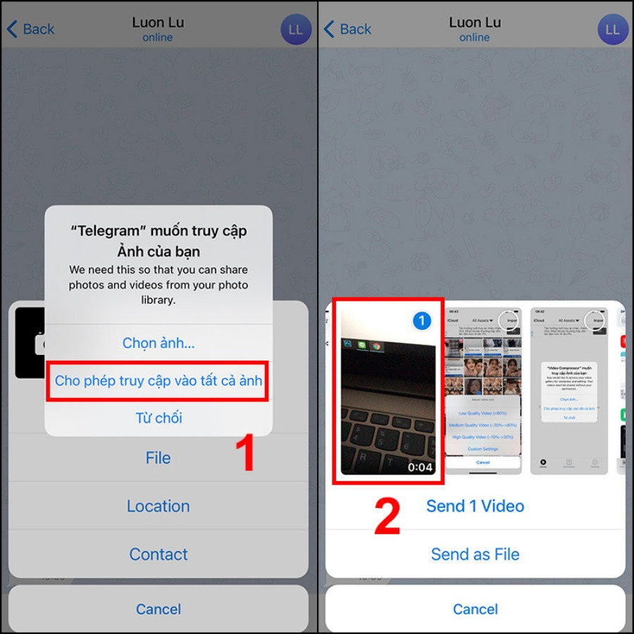 Nén video trên iPhone bằng ứng dụng Telegram