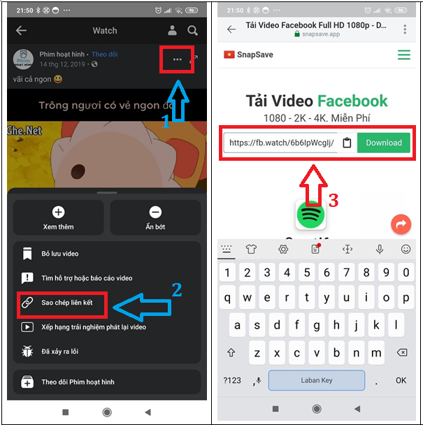Tải video Facebook qua ứng dụng SnapSave