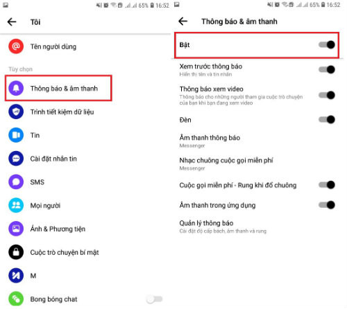 Cách tắt âm báo Messenger trên Android