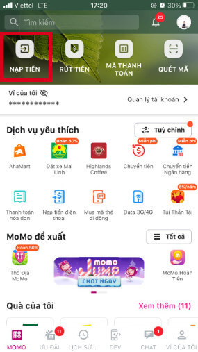 nạp tiền vào ứng dụng Momo nạp tiền vào ứng dụng Momo