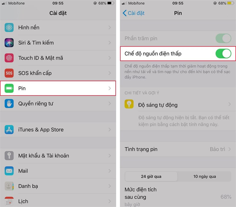 Bật chế độ tiết kiệm pin iphone Bật chế độ tiết kiệm pin iphone