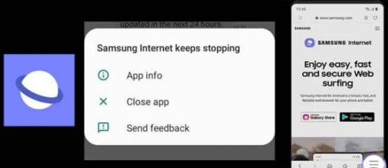 Samsung Internet bị dừng