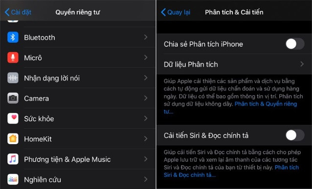 Kiểm tra trong cài đặt phân tích & cải tiến Kiểm tra trong cài đặt phân tích & cải tiến