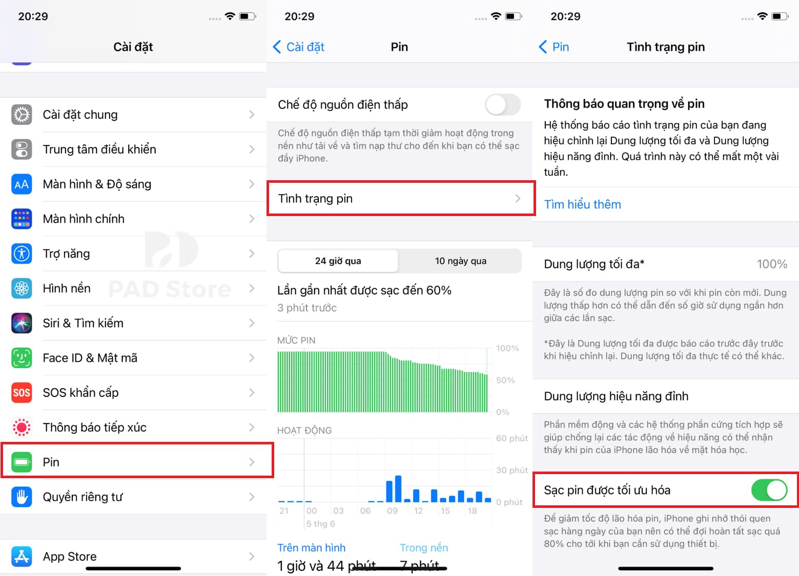 Bật chế độ Sạc pin tối ưu hóa Bật chế độ Sạc pin tối ưu hóa