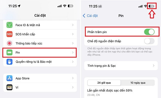 Hiển thị phần trăm pin trực tiếp lên thanh pin trên máy Hiển thị phần trăm pin trực tiếp lên thanh pin trên máy