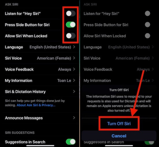 Tắt Siri Tắt Siri