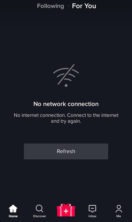 TikTok không có kết nối Internet 