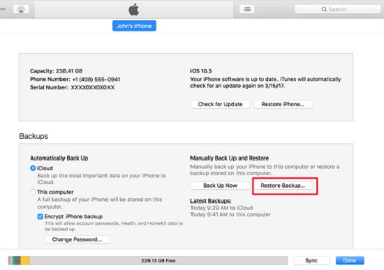 Restore iPhone XS bằng iTunes Restore iPhone XS bằng iTunes