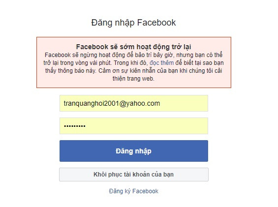 Lỗi do Facebook