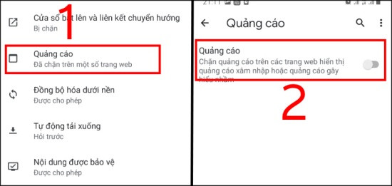 Cách chặn ads trên Chrome Oppo bước 3