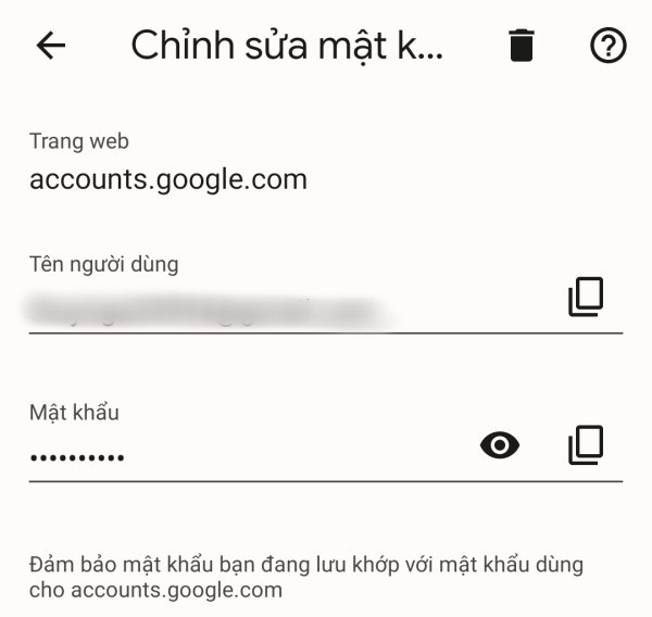 Cách xem lại mật khẩu Gmail trên điện thoại Android