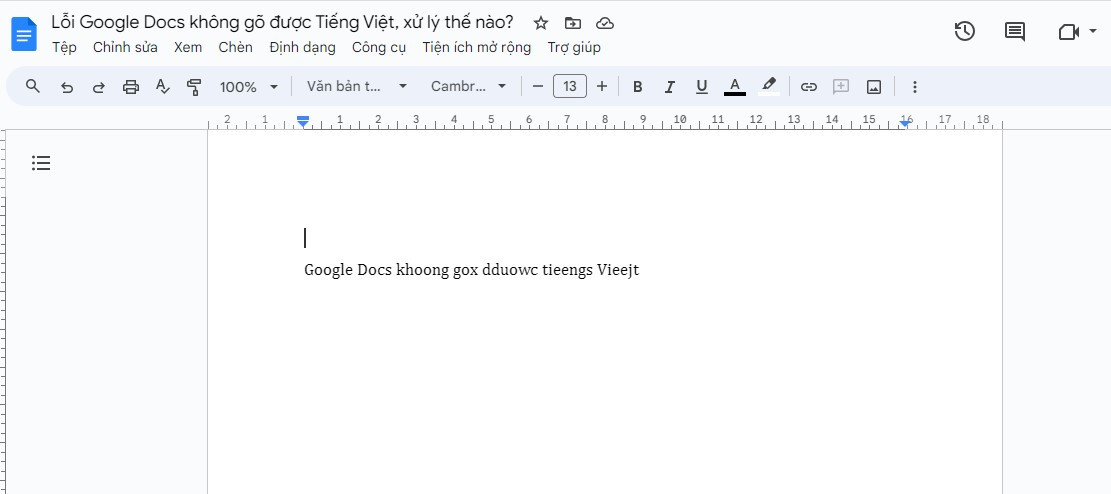 Google Docs không gõ được tiếng Việt