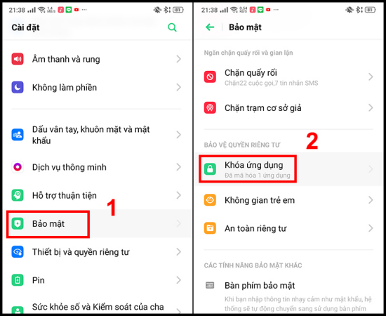 Cách đặt mật khẩu cho ứng dụng trên Oppo bước 1 Cách đặt mật khẩu cho ứng dụng trên Oppo bước 1