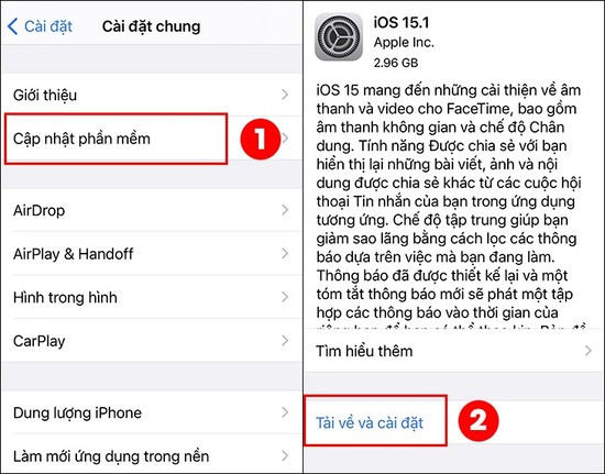 Cập nhật phần mềm Cập nhật phần mềm