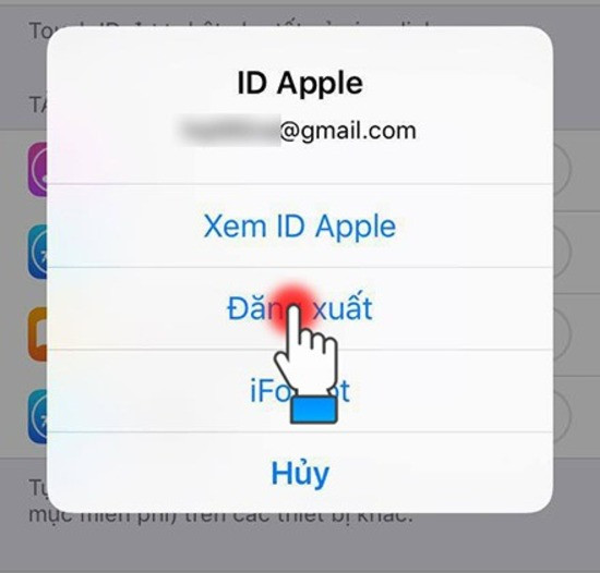 Đăng xuất tài khoản Apple ID